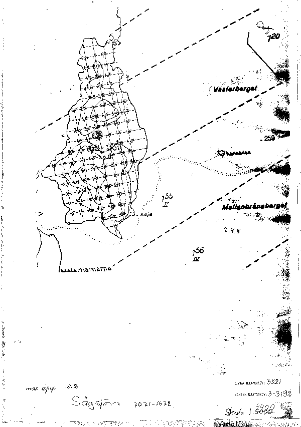 Djupkarta för Sågsjön i Nordmaling — SMHI Vattenwebb