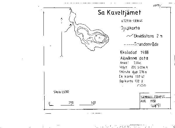 Djupkarta för Södra Kaveltjärnet — SMHI Vattenwebb