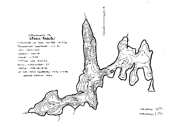Djupkarta för Södra Örsjön — Södra Örsjön — blad 2-0411 (SMHI Vattenwebb)