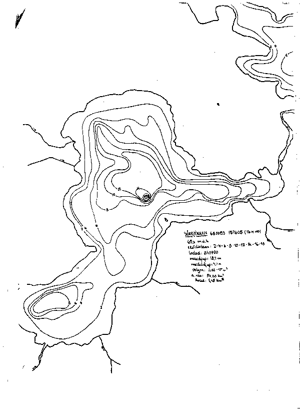 Djupkarta för Sörbjörken — Sörbjörken — blad 3-2532 (SMHI Vattenwebb)
