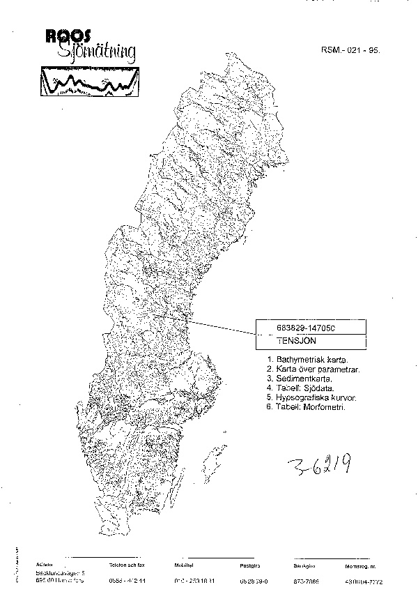 Djupkarta för Tensjön