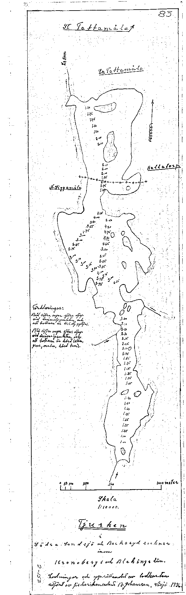 Djupkarta för Tjurken — Tjurken — blad 2-0152 (SMHI Vattenwebb)