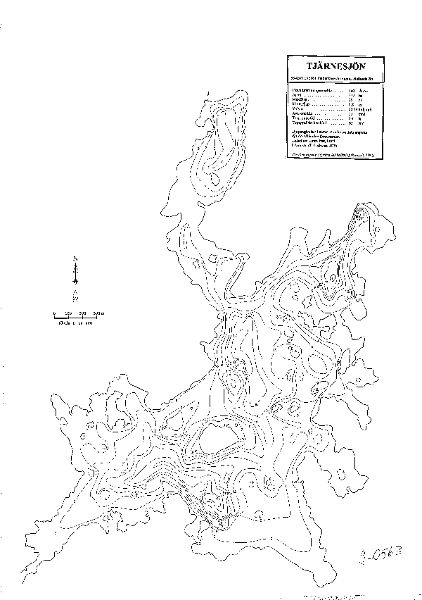Djupkarta för Tjärnesjön — Tjärnesjön — blad 2-0563 (SMHI Vattenwebb)
