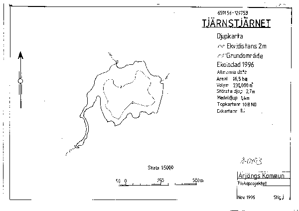 Djupkarta för Tjärnstjärnet — Tjärnstjärnet — blad 2-0903 (SMHI Vattenwebb)