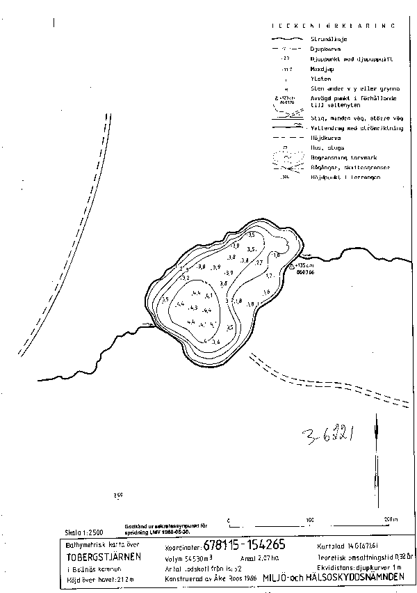 Djupkarta för Tobergstjärn — SMHI Vattenwebb