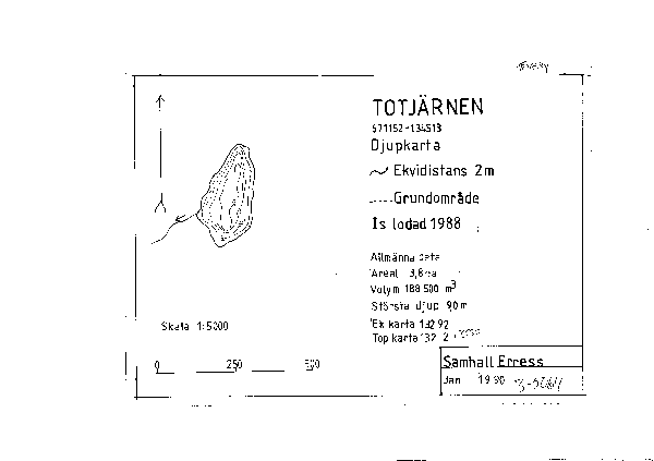 Djupkarta för Totjärnen