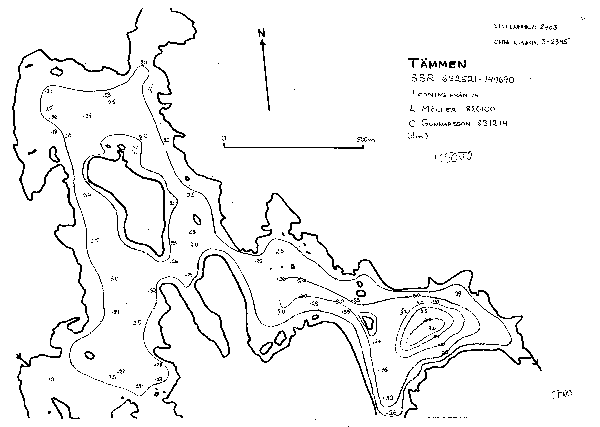 Djupkarta för Tämmen — Tämmen — blad 3-2345 (SMHI Vattenwebb)