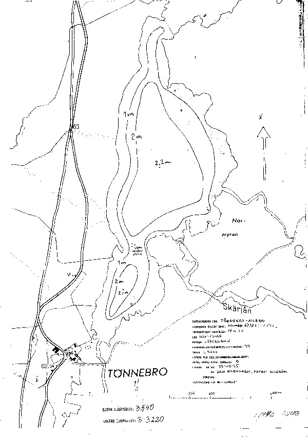 Djupkarta för Tönnebro-Noran — Tönnebro-Noran — blad 3-3220 (SMHI Vattenwebb)