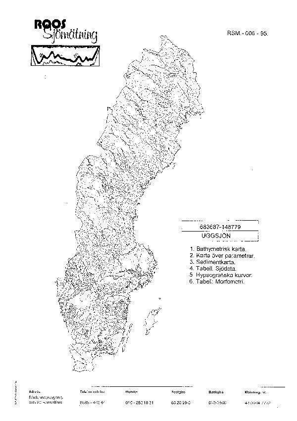 Djupkarta för Uggsjön — Uggsjön — blad 3-6231 (SMHI Vattenwebb)