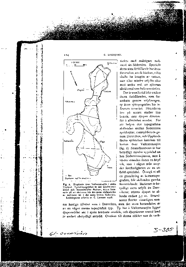 Djupkarta för Vallentunasjön — Vallentunasjön — blad 3-0305 (SMHI Vattenwebb)
