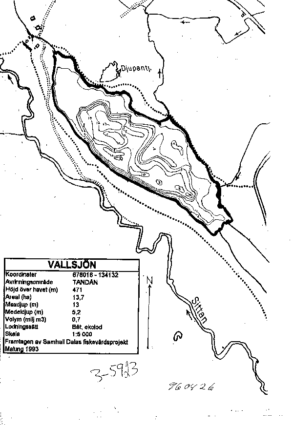 Djupkarta för Vallsjön