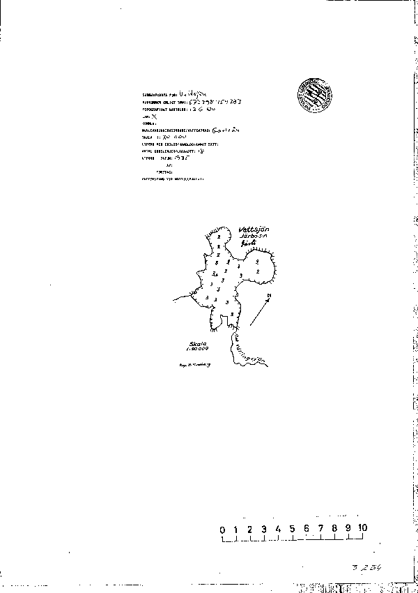 Djupkarta för Vettsjön — Vettsjön — blad 3-0234 (SMHI Vattenwebb)