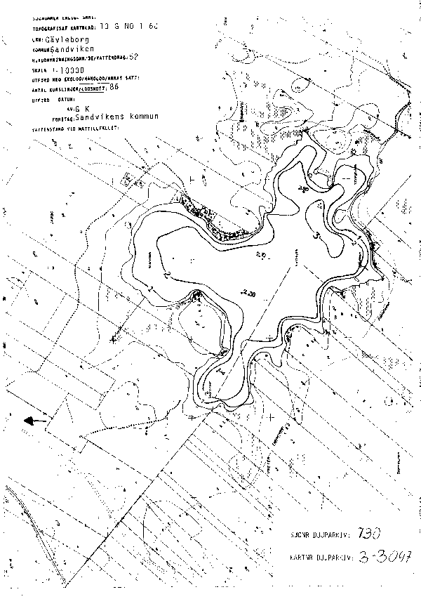 Djupkarta för Vettsjön — Vettsjön — blad 3-3047 (SMHI Vattenwebb)
