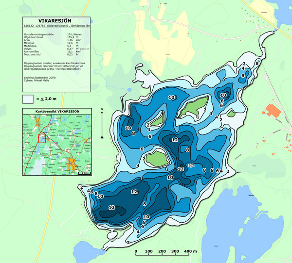 Djupkarta för Vikaresjön