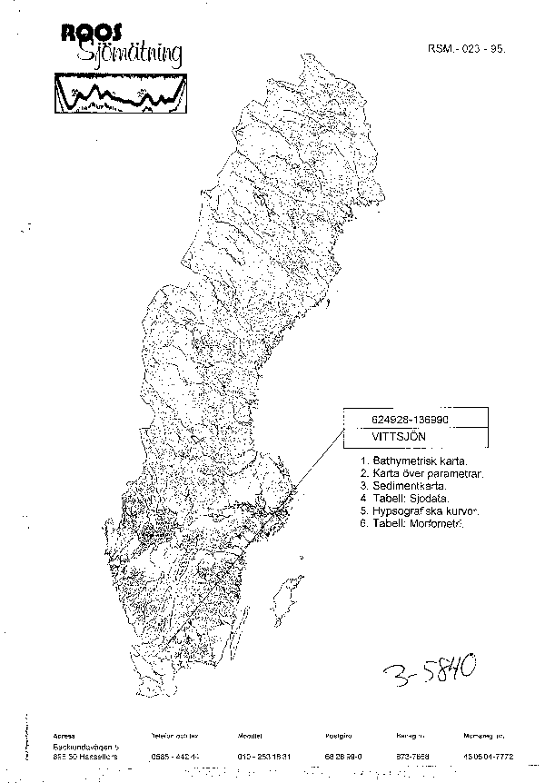 Djupkarta för Vittsjön i Hässleholm — Vittsjön — blad 3-5840 (SMHI Vattenwebb)
