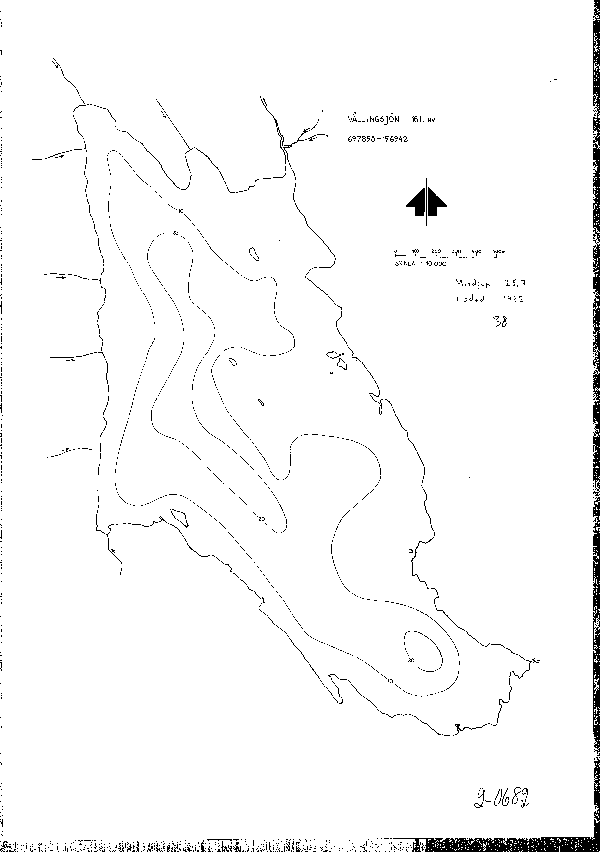 Djupkarta för Vällingsjön — Vällingsjön — blad 2-0682 (SMHI Vattenwebb)