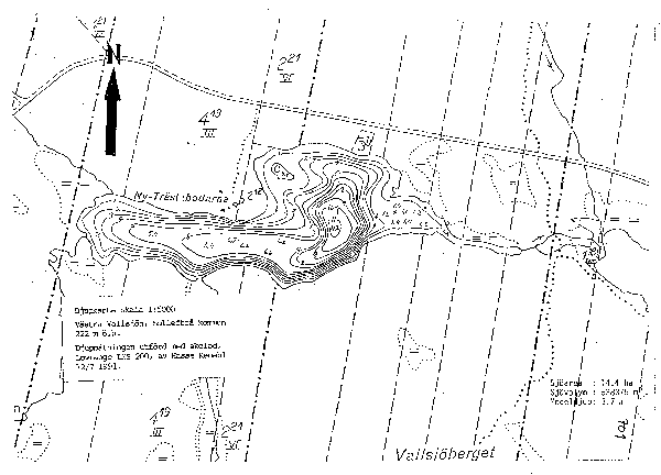 Djupkarta för Väster-Vallsjön