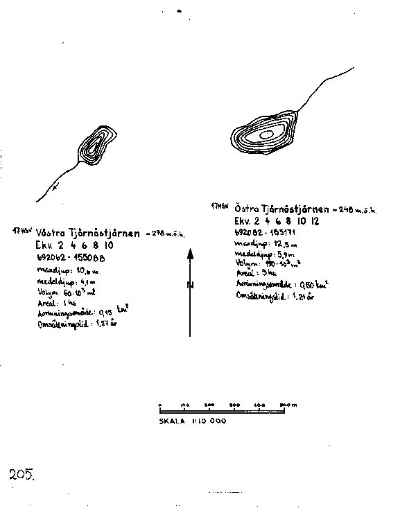Djupkarta för Västra Tjärnåstjärn — Västra Tjärnåstjärnen — blad 3-3149 (SMHI Vattenwebb)