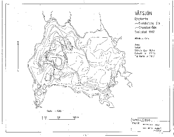 Djupkarta för Våtsjön i Torsby — Våtsjön — blad 1-0298 (SMHI Vattenwebb)