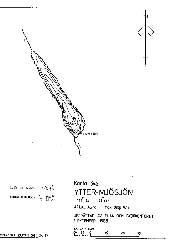 Djupkarta för Ytter-Mjösjön — SMHI Vattenwebb