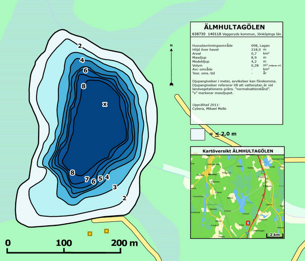 Djupkarta för Älmhultagölen
