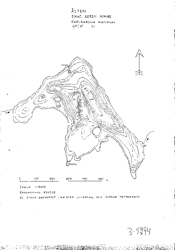 Djupkarta för Älten i Karlskrona — Älten — blad 3-5294 (SMHI Vattenwebb)