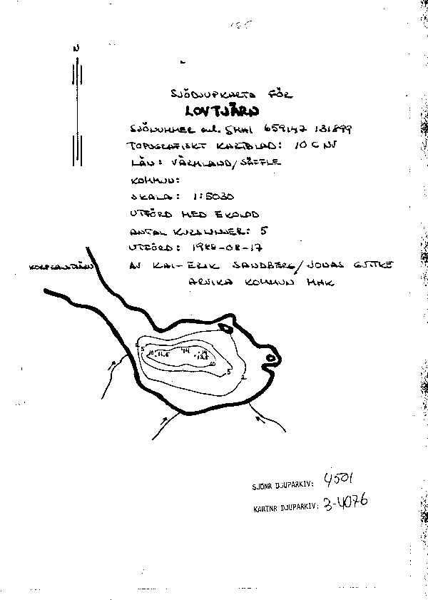 Djupkarta för Ängsjön i Säffle — Ängsjön — blad 3-4076 (SMHI Vattenwebb)