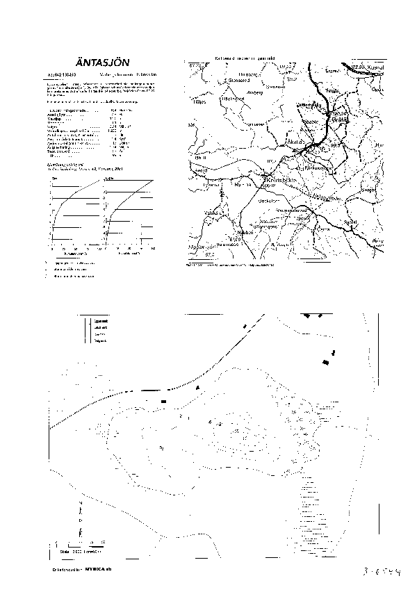 Djupkarta för Äntasjön i Varberg — Äntasjön — blad 3-6544 (SMHI Vattenwebb)