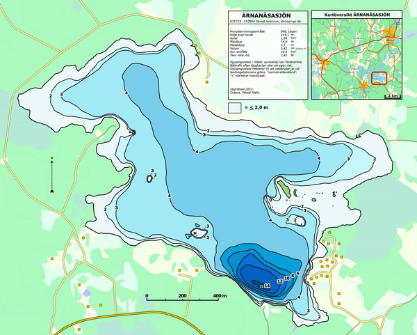 Djupkarta för Ärnanäsasjön