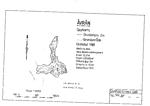 Djupkarta för Åvrån — Åvrån — blad 3-4306 (SMHI Vattenwebb)