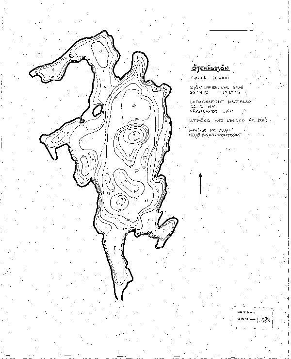 Djupkarta för Öjenässjön — Öjenässjön — blad 1-0284 (SMHI Vattenwebb)