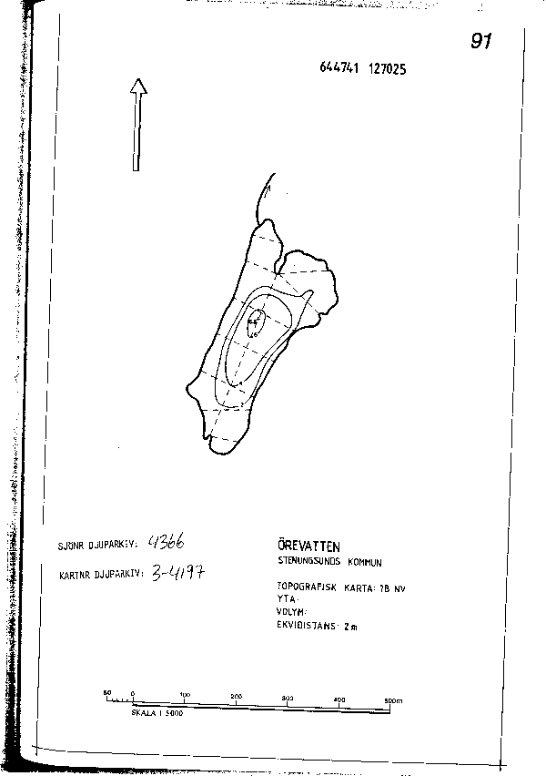 Djupkarta för Örevatten i Stenungsund — Örevatten — blad 3-4197 (SMHI Vattenwebb)