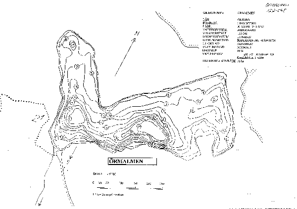 Djupkarta för Örmalmen — Örmalmen — blad 2-0816 (SMHI Vattenwebb)