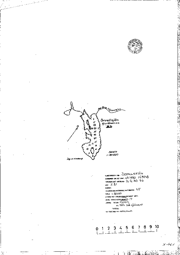 Djupkarta för Örvallssjön i Hudiksvall — Örvallsjön — blad 3-0468 (SMHI Vattenwebb)