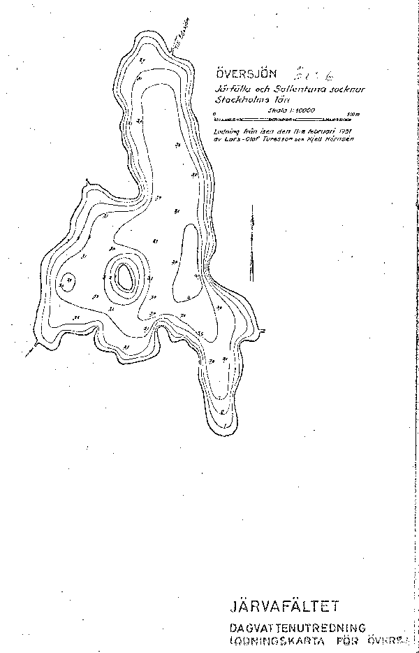 Djupkarta för Översjön i Järfälla — Översjön — blad 2-0109 (SMHI Vattenwebb)