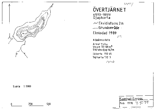 Djupkarta för Övertjärnen