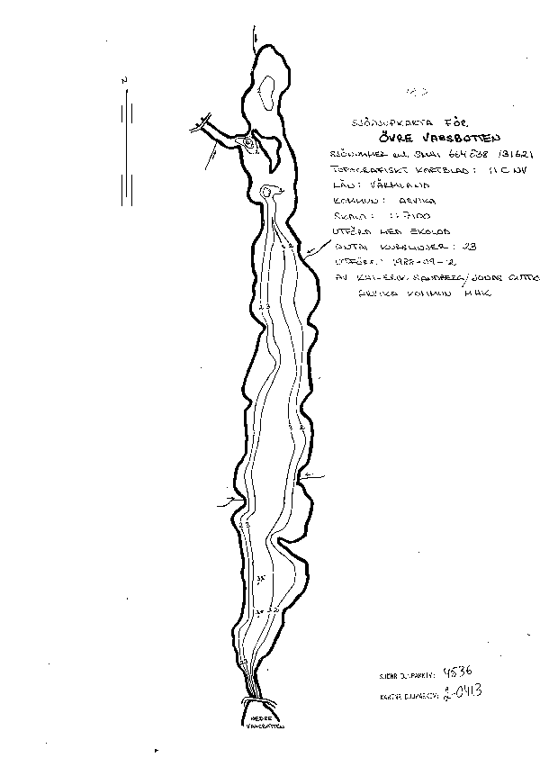 Djupkarta för Övre Vassbotten — Övre Vassbotten — blad 2-0413 (SMHI Vattenwebb)