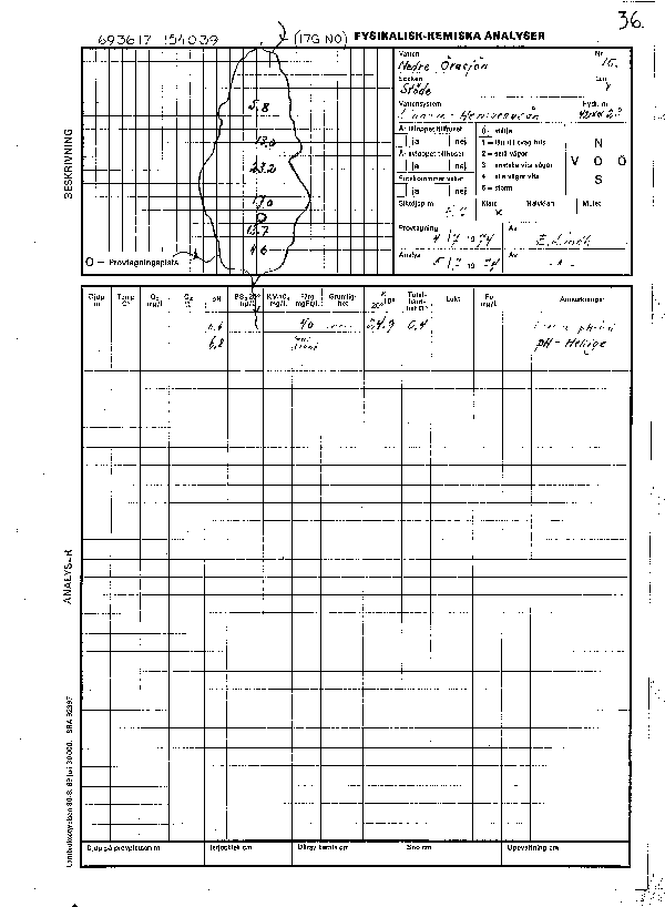Djupkarta för Övre Örasjön i Sundsvall — Nedre Örasjön — blad 5-0242 (SMHI Vattenwebb)