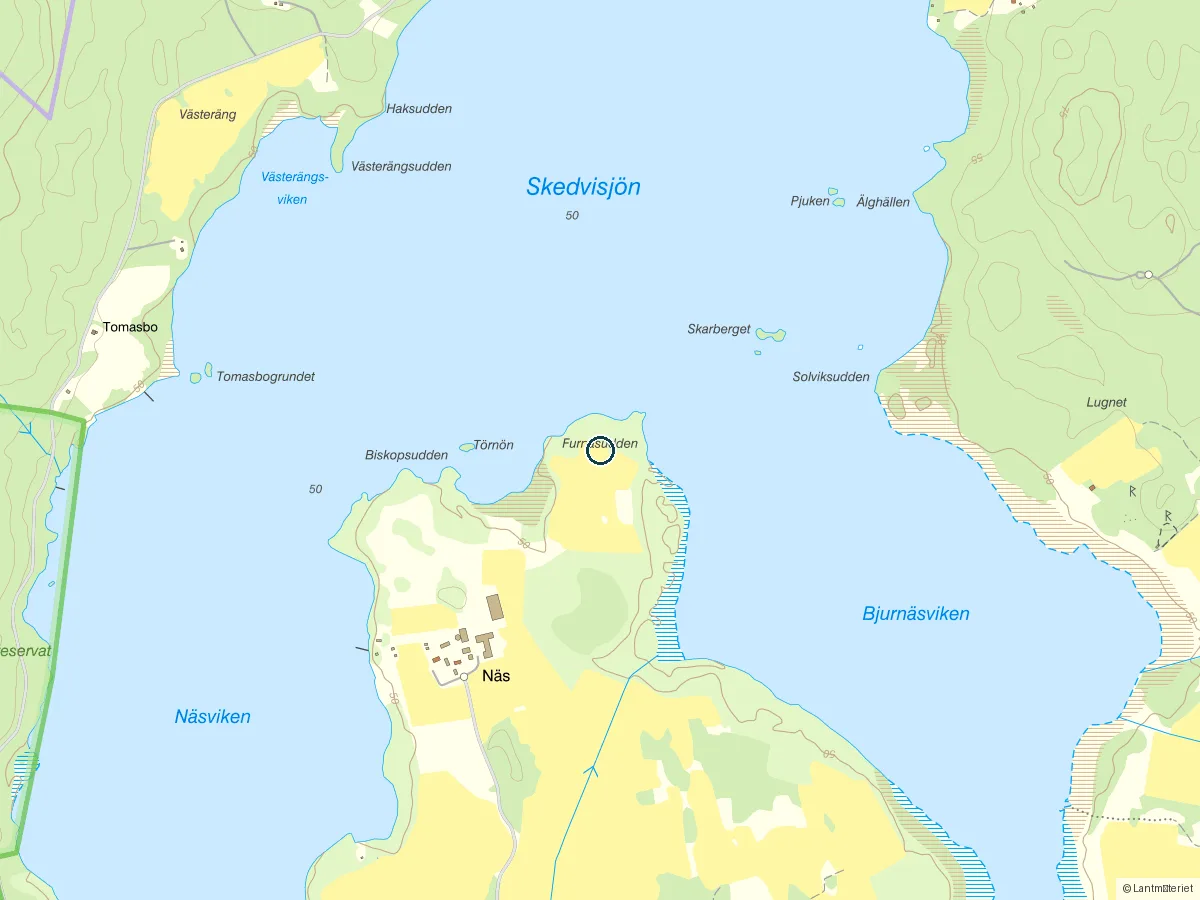 Map of Furnäsudden, a point in Skedvisjön