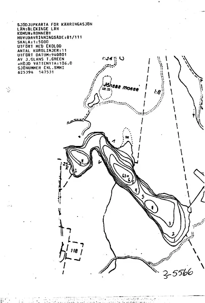 Djupkarta för Käringsjön i Ronneby — Käringasjön — blad 3-5566