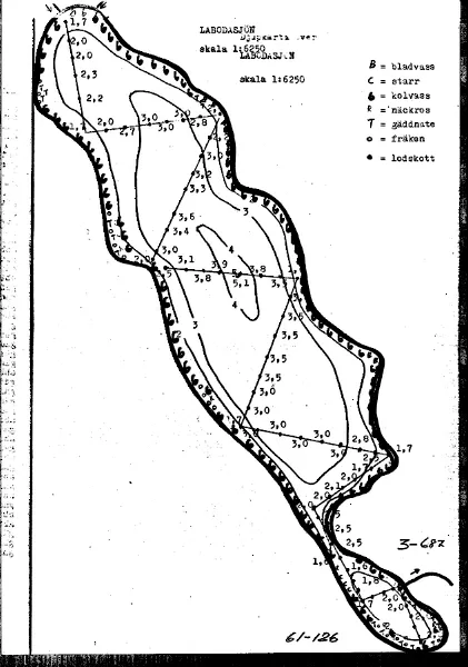 Depth map for Labodasjön — Labodasjön — blad 3-0687