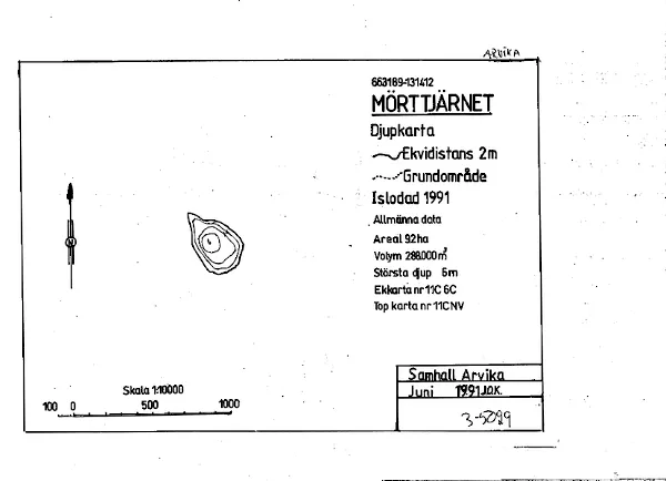 Djupkarta för Mörttjärnet i Arvika — Mörttjärnet — blad 3-5029