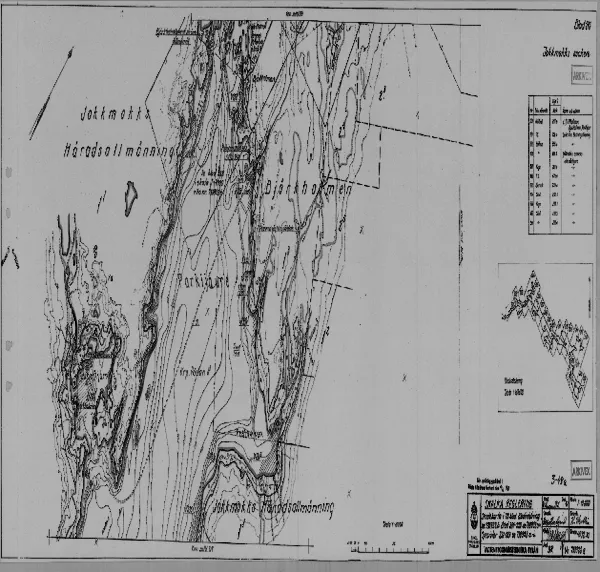 Depth map for Parkijaure — Skalka reglering, sjön delad på fyra kartor