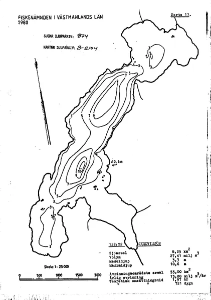 Depth map for Skedvisjön — Skedvisjön — blad 3-2194