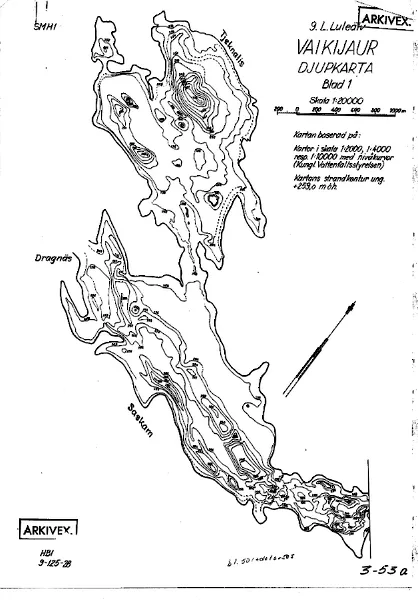 Depth map for Vajkijaure — Vaikijaur — blad 3-0053