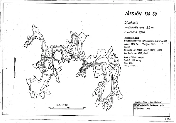 Depth map for Våtsjön