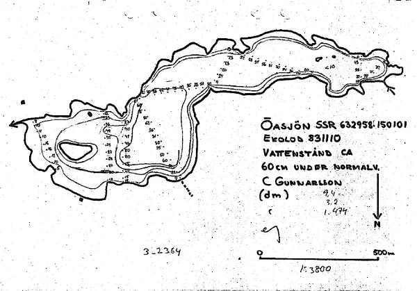 Djupkarta för Öasjön i Högsby — Öasjön — blad 3-2364