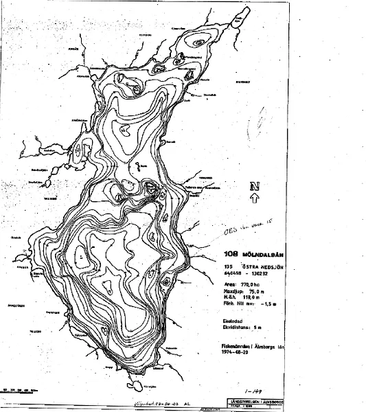 Djupkarta för Östra Nedsjön — Östra Nedsjön — blad 1-0149