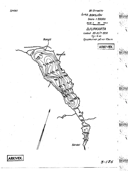 Depth map for Övre Boksjön